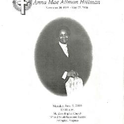 Funeral Program for Anna Hillman
