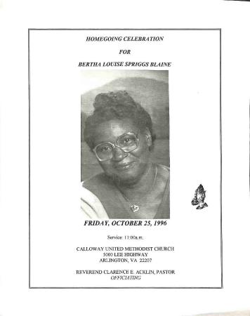 Funeral Program for Bertha Blaine
