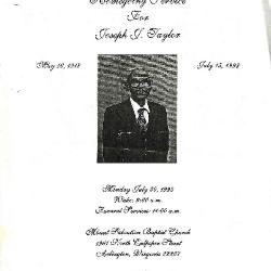 Funeral Program for Joseph Taylor
