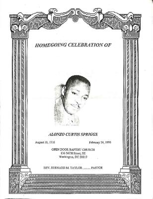 Funeral Program for Alonzo Spriggs
