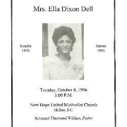 Funeral Program for Ella Dell
