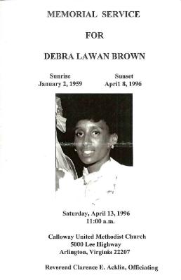 Funeral Program for Debra Brown

