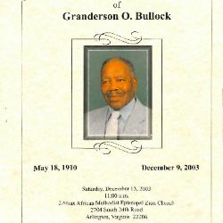 Funeral Program for Granderson Bullock
