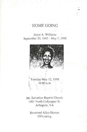 Funeral Program for Joyce Williams
