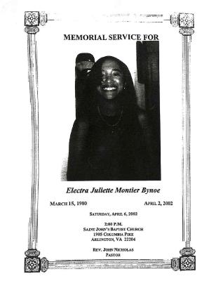 Funeral Program for Electra Bynoe

