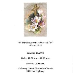 Funeral Program for George Mansfield
