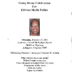 Funeral Program for Edwina Felder
