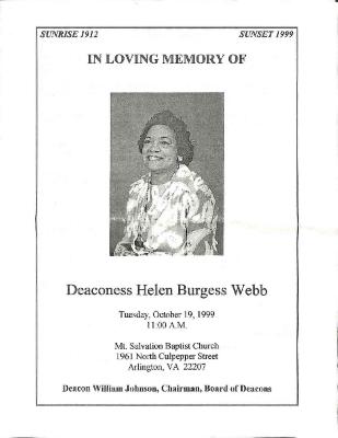 Funeral Program for Helen Webb
