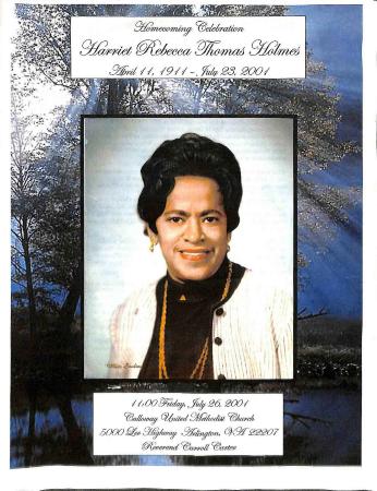 Funeral Program for Harriet Holmes
