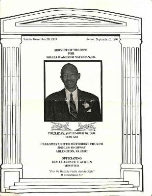 Funeral Program for William Vaughan, Sr.
