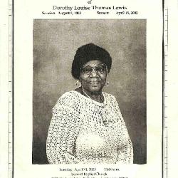 Funeral Program for Dorothy Lewis
