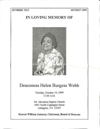 Funeral Program for Helen Webb
