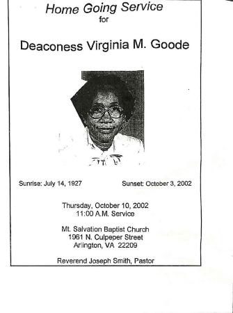 Funeral Program for Virginia Goode
