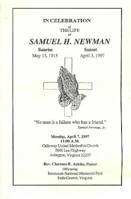 Funeral Program for Samuel Newman

