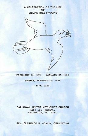Funeral Program for Lillian Faggins
