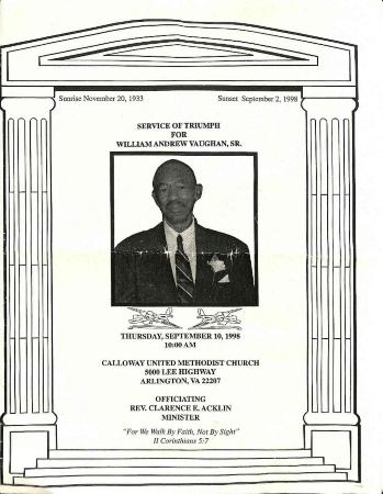 Funeral Program for William Vaughan, Sr.
