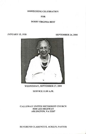 Funeral Program for Doris Best
