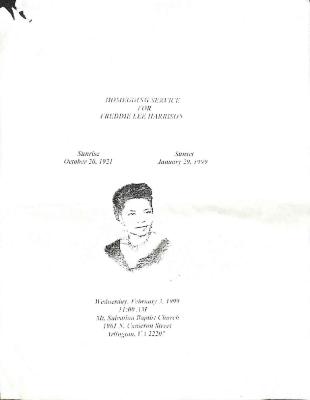 Funeral Program for Freddie Harrison
