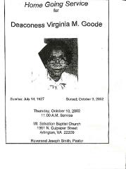 Funeral Program for Virginia Goode
