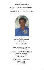 Funeral Program for Bessie Peterson
