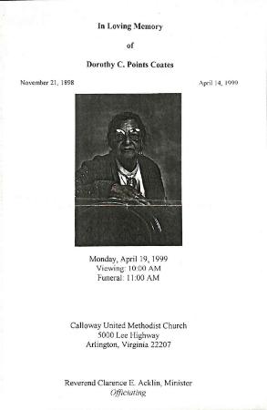 Funeral Program for Dorothy Coates
