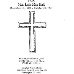 Funeral Program for Lula Hall
