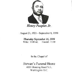 Funeral Program for Jasper Peoples
