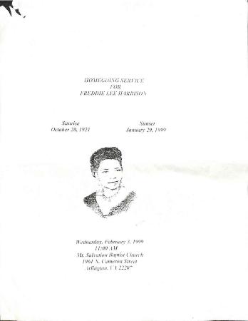 Funeral Program for Freddie Harrison
