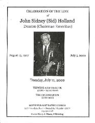 Funeral Program for Sid Holland
