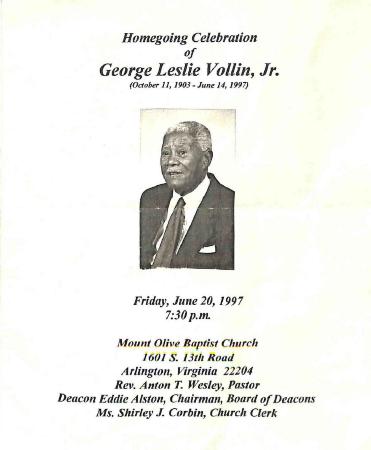 Funeral Program for George Vollin, Jr.
