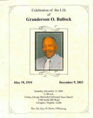 Funeral Program for Granderson Bullock
