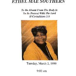 Funeral Program for Ethel Southern
