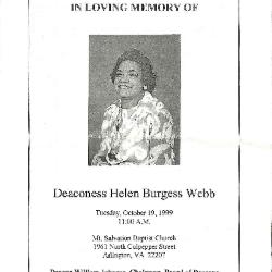 Funeral Program for Helen Webb
