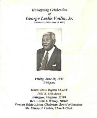 Funeral Program for George Vollin, Jr.
