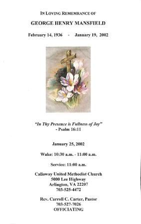 Funeral Program for George Mansfield
