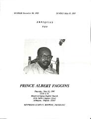 Funeral Program for Prince Faggins
