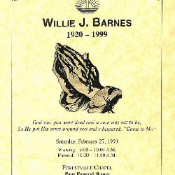 Funeral Program for Willie Barnes
