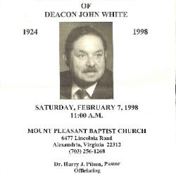 Funeral Program for John White
