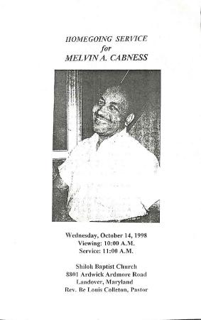 Funeral Program for Melvin Cabness
