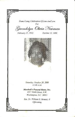 Funeral Program for Gwendolyn Newman
