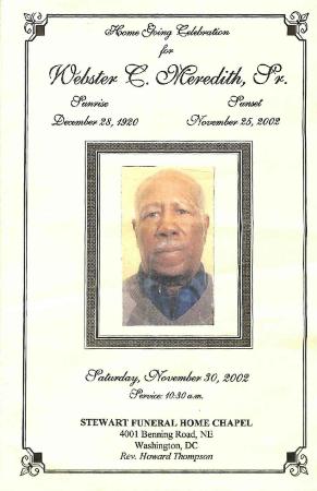 Funeral Program for Webster Meredith, Jr.

