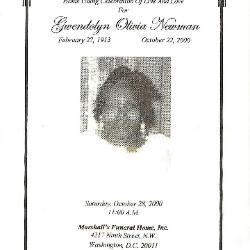 Funeral Program for Gwendolyn Newman
