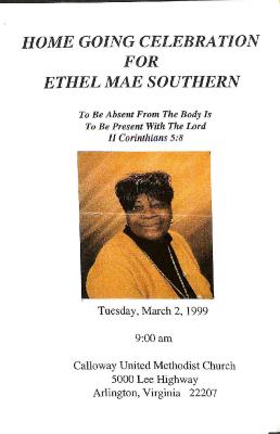Funeral Program for Ethel Southern
