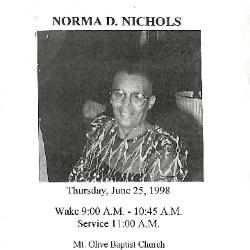 Funeral Program for Norma Nichols
