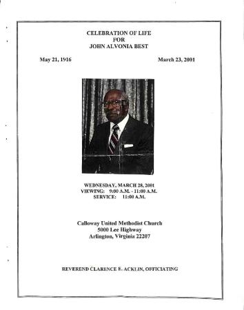Funeral Program for John Best
