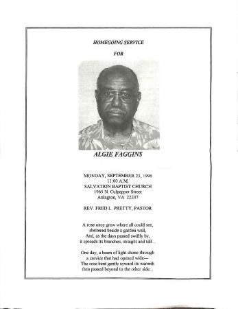 Funeral Program for Algie Faggins
