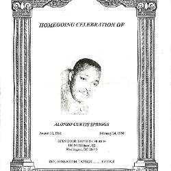 Funeral Program for Alonzo Spriggs
