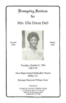 Funeral Program for Ella Dell
