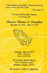Funeral Program for Thomas Vaughan
