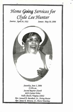 Funeral Program for Clyde Hunter
